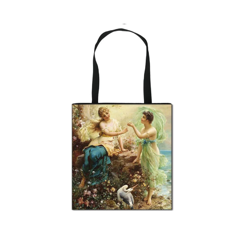 Vintage Fantasy Painting Fairy and Angel Large Capacity Shopping Bag