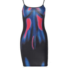 Y2K Tie Dye Print Sleeveless Backless Mini Dress